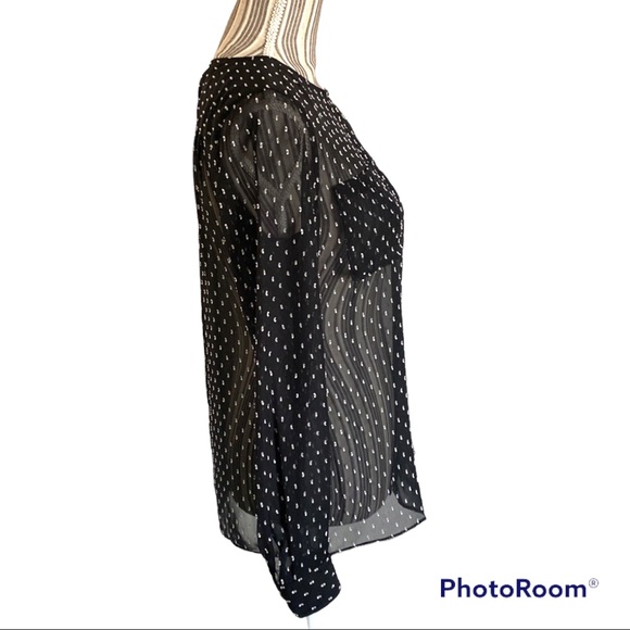 LOFT Black sheer button down blouse - Picture 4 of 8